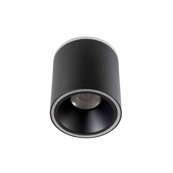 Spot LED de surface cylindrique Ø9 cm noir Trent, finition foncée pour plafond 2